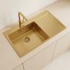 Pure.Sink Comfort PVD Gold Sink with Drainboard, 86x52 cm, Left-Side Faucet Wing, PCM5086LT-60